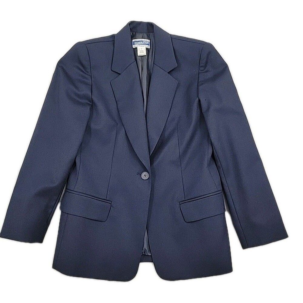 Pendleton Womens Vintage Blazer Size 4 Navy Blue 100% Pure New Wool HOLE
